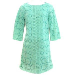 London Times Dress Lace Overlay Mint Green Zipper Back Lined Cotton 4